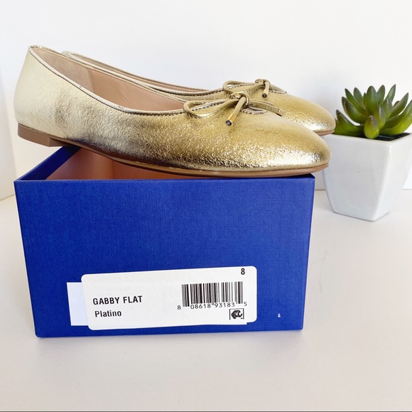 •STUART WEITZMAN• Gabby Gold Leather Ballet Flats - Picture 15 of 16